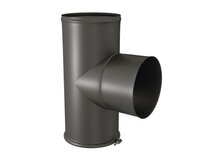 Enkelwandig 125 mm T-stuk met dop zwart met 120 mm aansluiting 346414