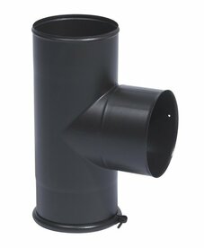 Enkelwandig 180 mm T-stuk met dop zwart 346407